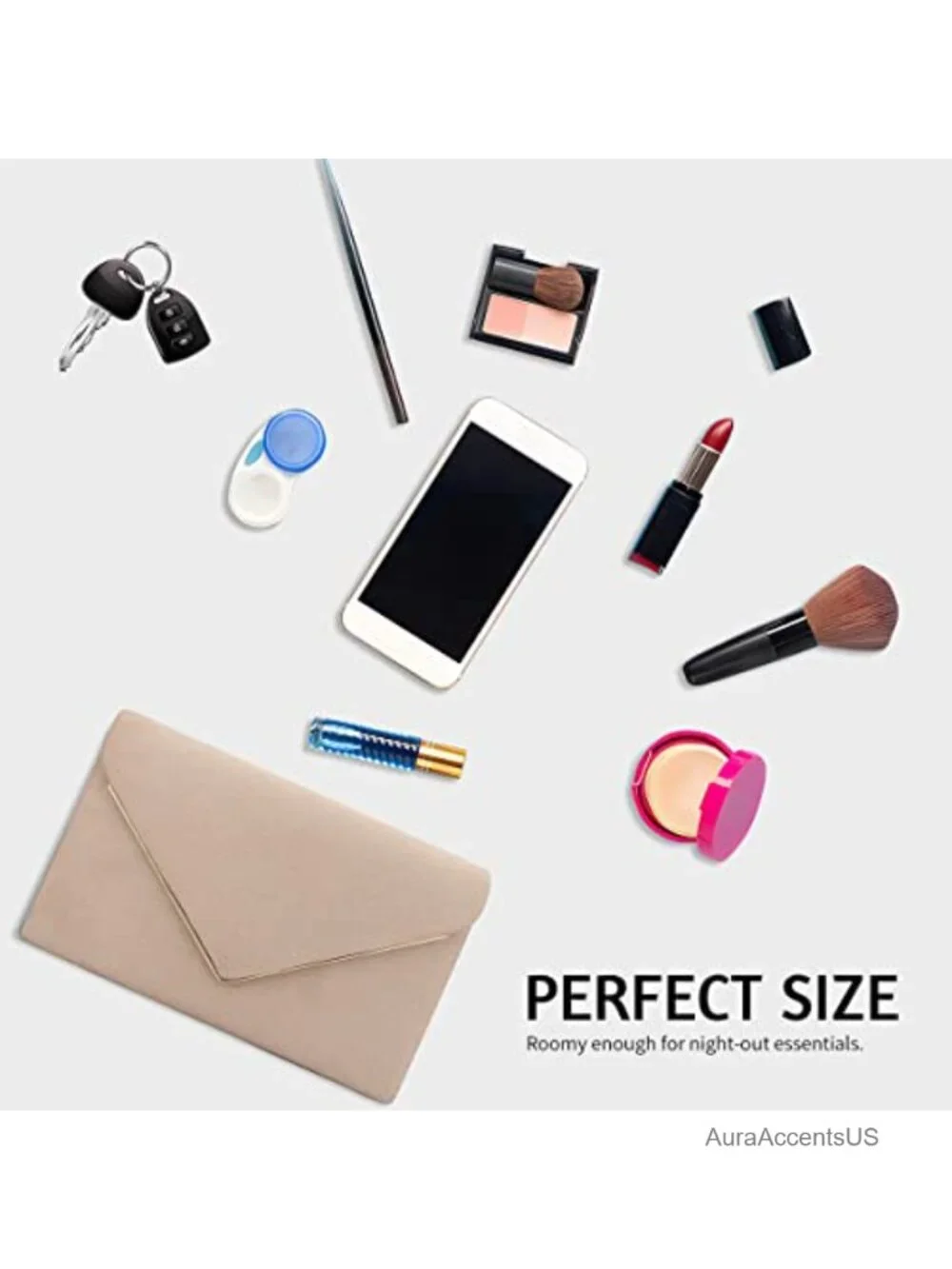 Faux Suede Clutch Purse with Detachable Chain Evening Shoulder Bag Women